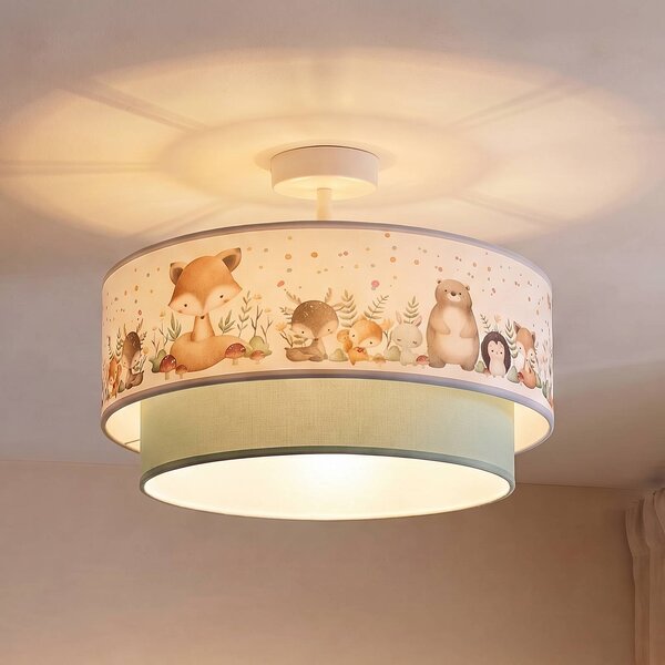 Lampa sufitowa Boho Duolla, niebieski, pokój dziecięcy, tkanina / materiał / jedwab