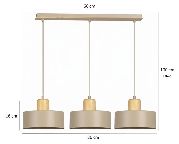 Lampa wisząca Torin EMIBIG LIGHTING, możliwość ściemniania, kremowy / amber, salon / jadalnia, metal, skandynawski