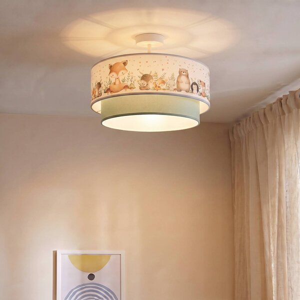 Lampa sufitowa Boho Duolla, niebieski, pokój dziecięcy, tkanina / materiał / jedwab