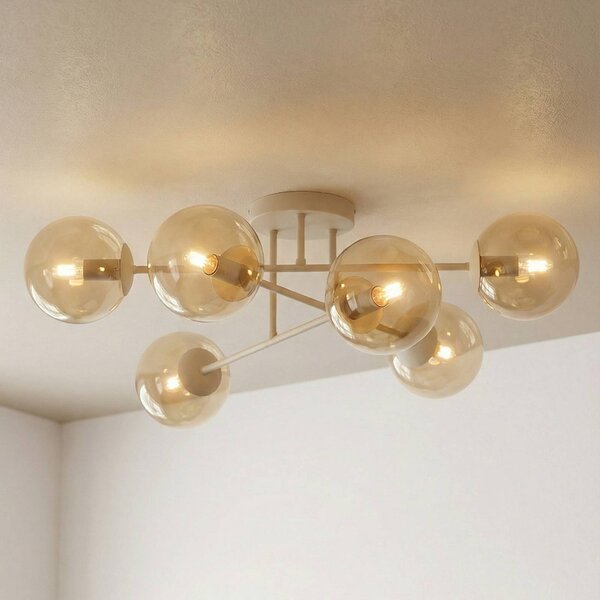 Lampa sufitowa ROMA EMIBIG LIGHTING, możliwość ściemniania, kremowy / amber, salon / jadalnia, szkło, nowoczesny