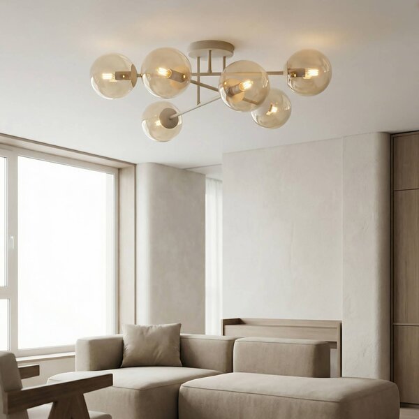 Lampa sufitowa ROMA EMIBIG LIGHTING, możliwość ściemniania, kremowy / amber, salon / jadalnia, szkło, nowoczesny