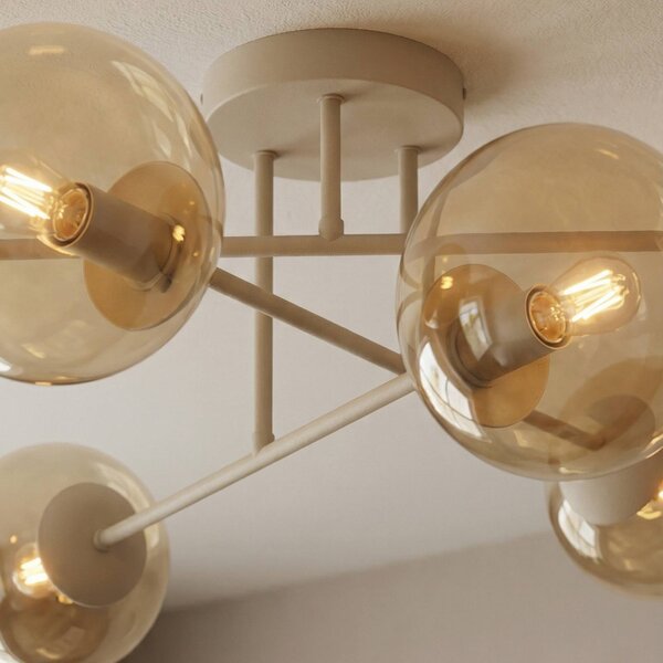 Lampa sufitowa ROMA EMIBIG LIGHTING, możliwość ściemniania, kremowy / amber, salon / jadalnia, szkło, nowoczesny