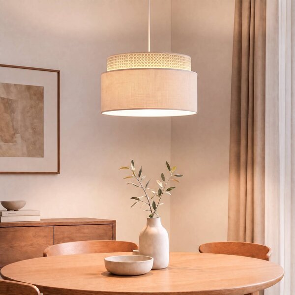 Lampa wisząca Milano Duolla, kremowy / amber, salon / jadalnia, tkanina / materiał / jedwab, młodzieżowy