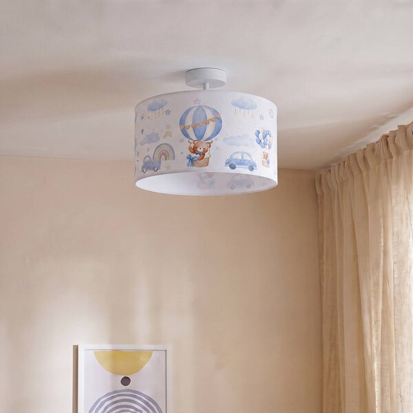 Lampa sufitowa Kids Print Duolla, niebieski, pokój dziecięcy, tkanina / materiał / jedwab