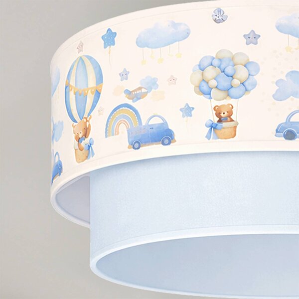 Lampa sufitowa Boho Duolla, niebieski, pokój dziecięcy, tkanina / materiał / jedwab