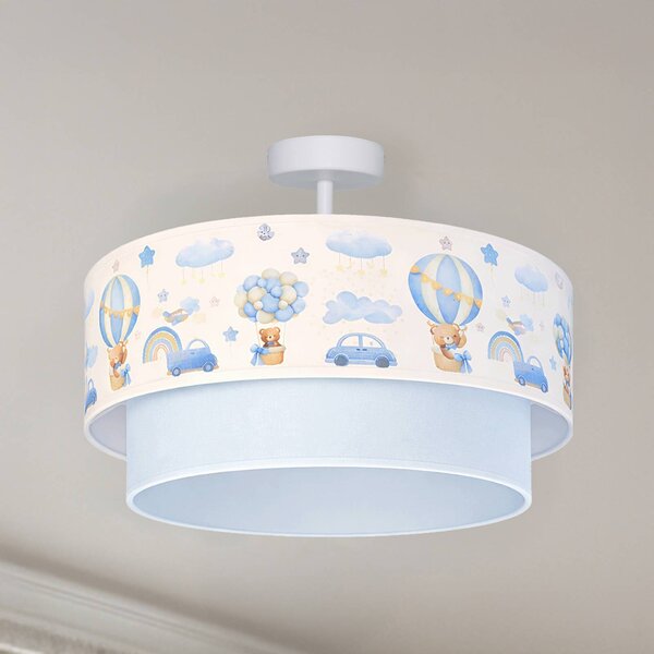 Lampa sufitowa Boho Duolla, niebieski, pokój dziecięcy, tkanina / materiał / jedwab