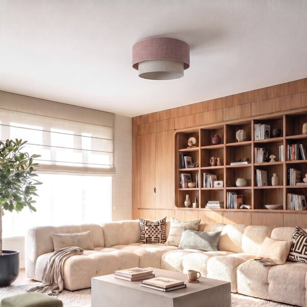 Lampa sufitowa Boho Duolla, fioletowy / różowy / bladoróżowy, przedpokój, tkanina / materiał / jedwab, młodzieżowy