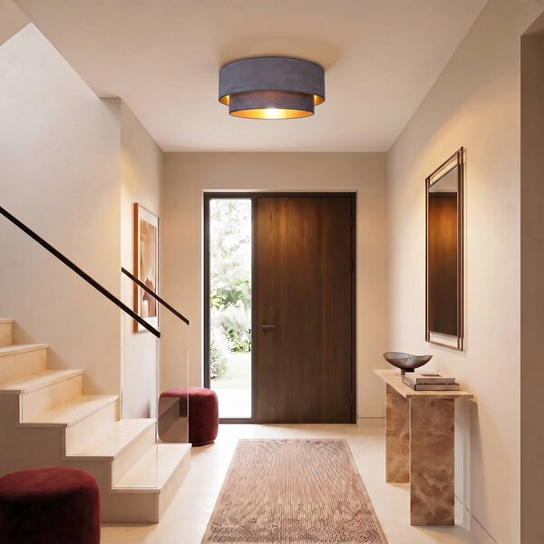 Lampa sufitowa Boho Duolla, aluminiowy / szary / cynkowy, przedpokój, tkanina / materiał / jedwab, młodzieżowy