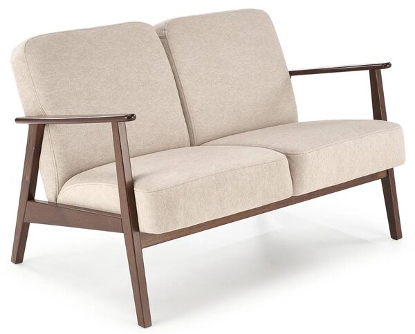 Drewniana beżowa tapicerowana sofa retro G0-Z31