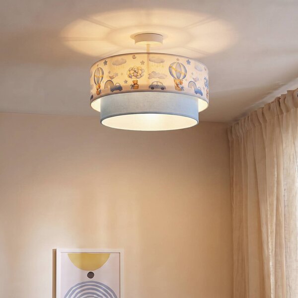 Lampa sufitowa Boho Duolla, niebieski, pokój dziecięcy, tkanina / materiał / jedwab