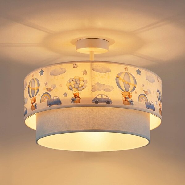 Lampa sufitowa Boho Duolla, niebieski, pokój dziecięcy, tkanina / materiał / jedwab