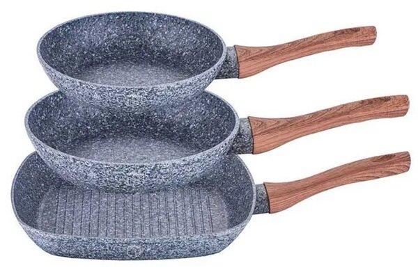 Komplet 3 aluminiowych patelni z powłoką granitową T8-S01