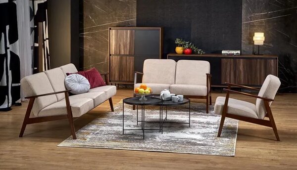 Oliwkowa drewniana sofa tapicerowana H9-D49