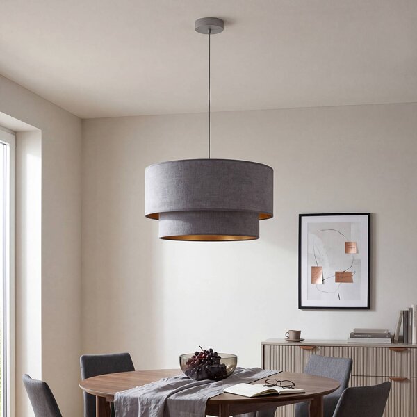 Lampa wisząca Boho Duolla, aluminiowy / szary / cynkowy, sypialnia, tkanina / materiał / jedwab, młodzieżowy