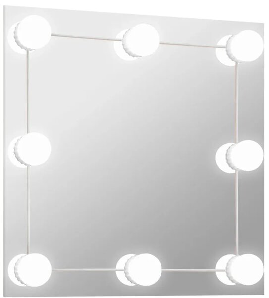 Kwadratowe srebrne lustro wiszące LED 40x40 cm T9-D02