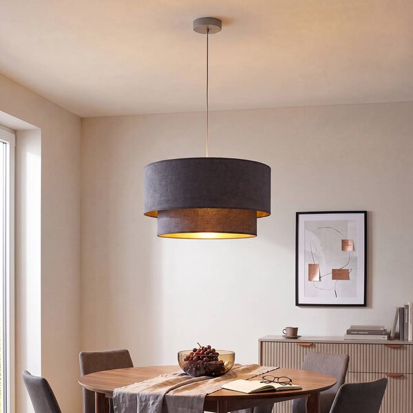 Lampa wisząca Boho Duolla, aluminiowy / szary / cynkowy, sypialnia, tkanina / materiał / jedwab, młodzieżowy