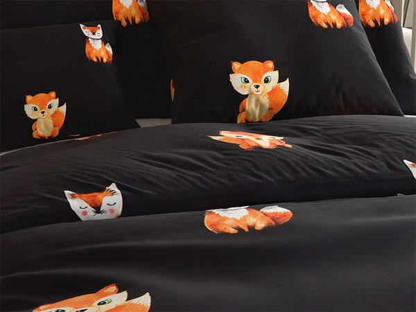 Pościel z mikrofibry FOXES czarna Rozmiar pościeli: 2 szt 70 x 80 cm | 160 x 200 cm