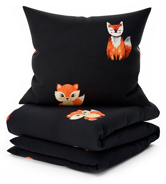 Pościel z mikrofibry FOXES czarna Rozmiar pościeli: 2 szt 70 x 80 cm | 160 x 200 cm