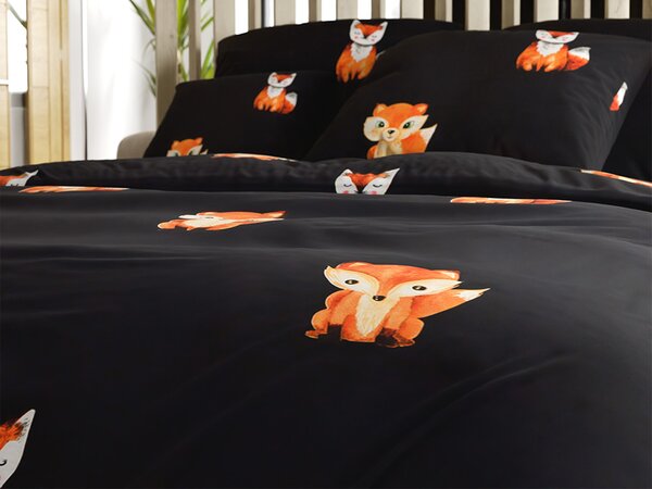 Pościel z mikrofibry FOXES czarna Rozmiar pościeli: 2 szt 70 x 80 cm | 160 x 200 cm