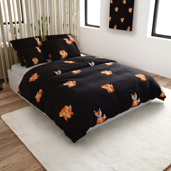 Pościel z mikrofibry FOXES czarna Rozmiar pościeli: 2 szt 70 x 80 cm | 160 x 200 cm
