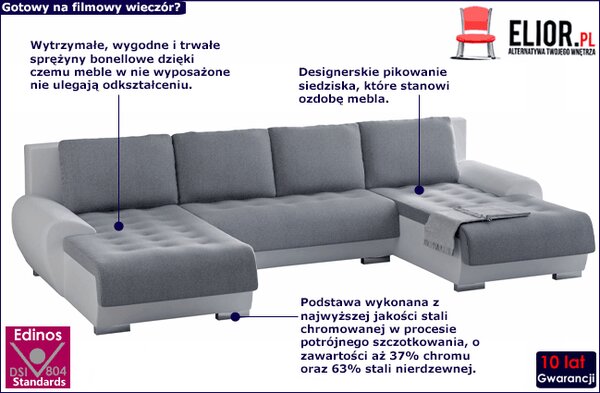 Narożnik uniwersalny w kształcie U do salonu 38 kolorów B6-G46
