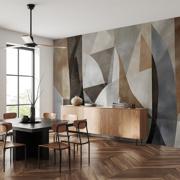 Fototapety Abstrakcyjna sztuka nowoczesna, teksturowane geometryczne kształty w odcieniach brązu, szarości, Fototapety Abstrakcja, w08530 : Uwalls.pl