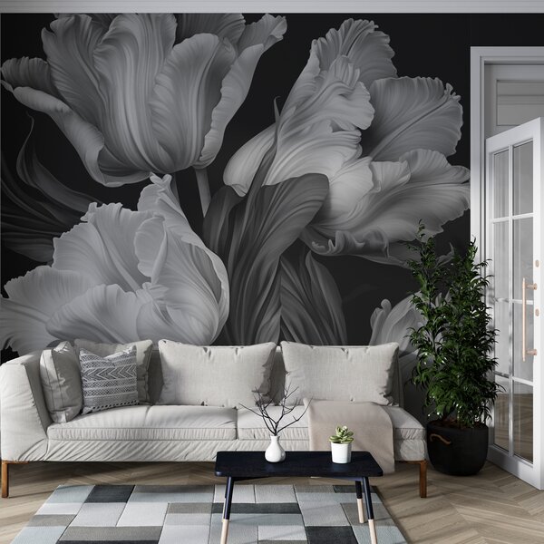Fototapety Czarno-białe tulipany w fotorealistycznym stylu, Fototapety Kwiaty, w02557 : Uwalls.pl