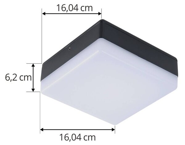 Lucande lampa sufitowa LED Thilo, 16cm, antracyt, czujnik, IP54 Thilo, tworzywo sztuczne, nowoczesny