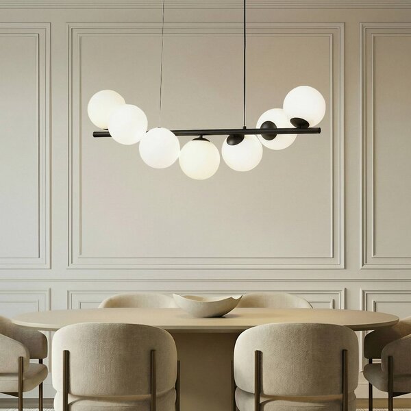 Lampa wisząca szklana Isandro Lucande, możliwość ściemniania, czarny, salon / jadalnia, szkło, design