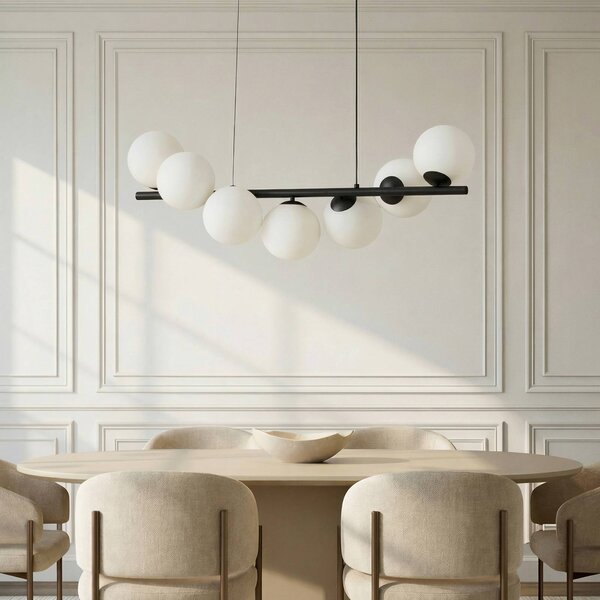 Lampa wisząca szklana Isandro Lucande, możliwość ściemniania, czarny, salon / jadalnia, szkło, design