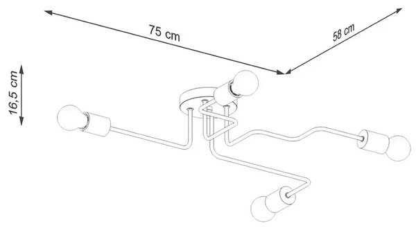 Czarny metalowy żyrandol czteroramienny - 12X D282 G5-E62