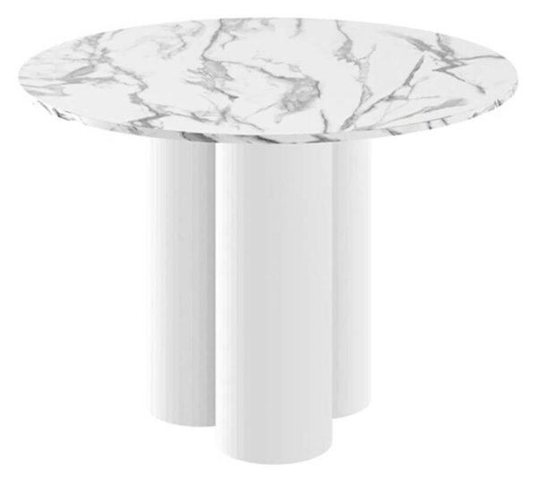 MebleMWM Stół Okrągły RAVEO | Marble White HG + Biały HG