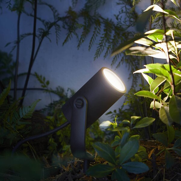 Philips Hue spot LED Lily, zestaw 3, mostek, RGB, CCT, IP65 możliwość ściemniania, czarny, aluminium, nowoczesny
