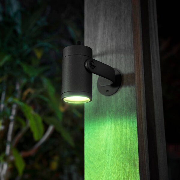 Philips Hue spot LED Lily, zestaw 3, mostek, RGB, CCT, IP65 możliwość ściemniania, czarny, aluminium, nowoczesny