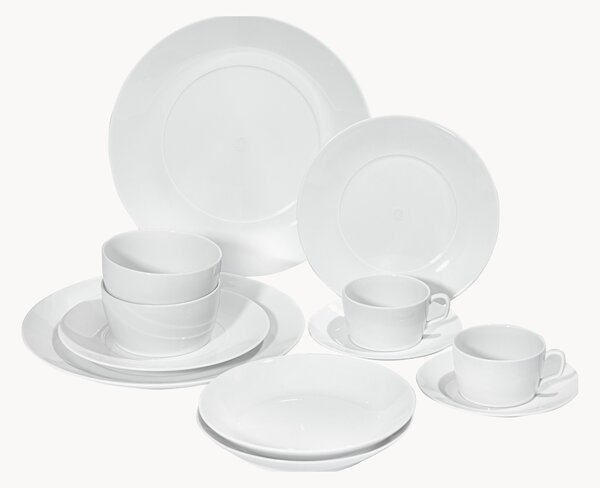 Ręcznie wykonany komplet naczyń z porcelany Cosmopolitan, dla 2 osób (14 elem.)