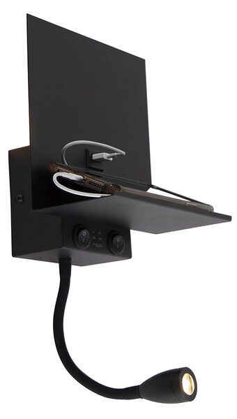 Inteligentna lampa ścienna czarna z USB i elastycznym ramieniem z WiFi G9 - Flero Oswietlenie wewnetrzne