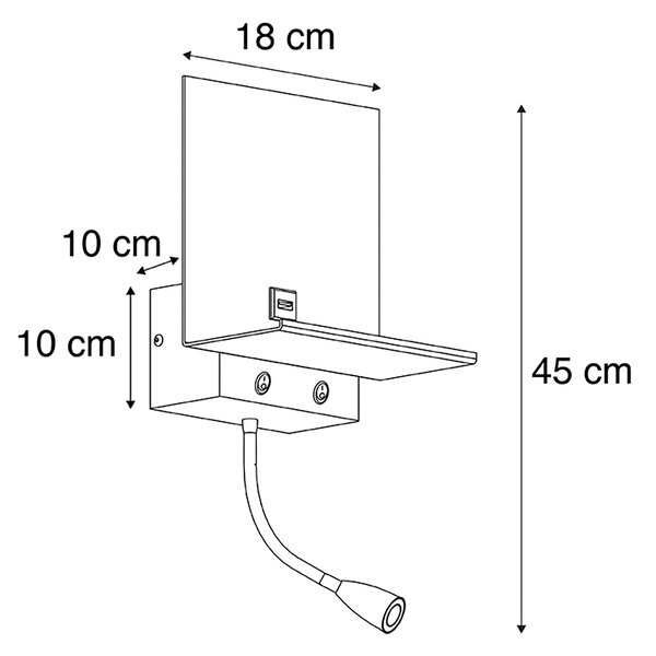 Inteligentna lampa ścienna czarna z USB i ramieniem giętkim w tym Wifi G9 - Flero