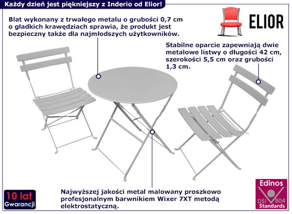 Szary stół z 2 krzesłami do ogrodu F2-B89