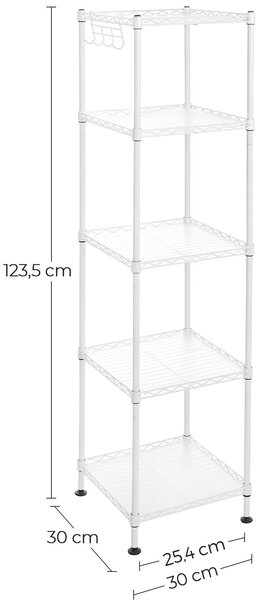 Biały regał metalowy z 5 półkami T0-S62