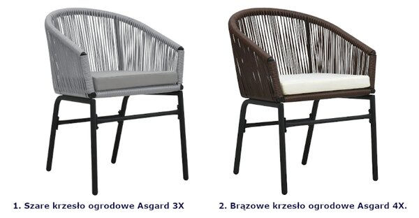 Zestaw 2 rattanowycvh antracytowych krzeseł ogrodowych E3-P14