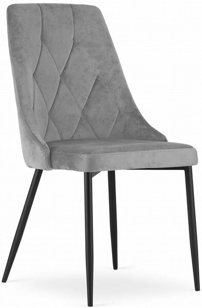 Jasnoszare metalowe krzesło tapicerowane welurem - Imre 3X