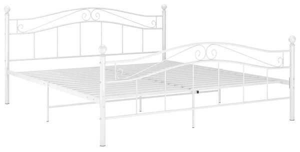 Białe metalowe łózko małżeńskie 200x200 cm - Zaxter