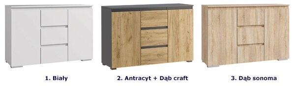Nowoczesna komoda z szufladami i półkami antracyt + dąb craft 120 cm M7-D15