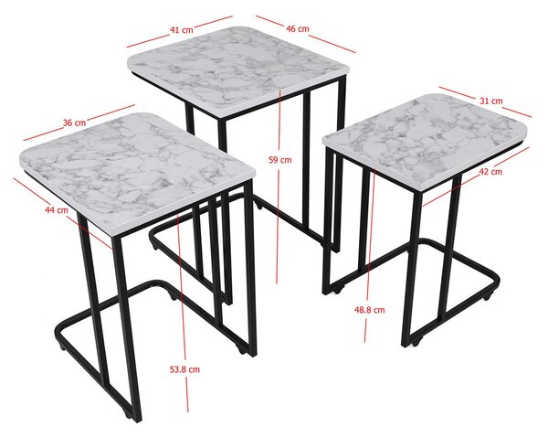 Stolik do odkładania Metal Zigon, 3 szt
