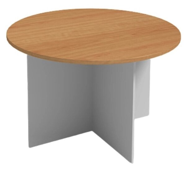 Stół konferencyjny z okrągłym blatem PRIMO GRAY, średnica 120 cm, szary/buk