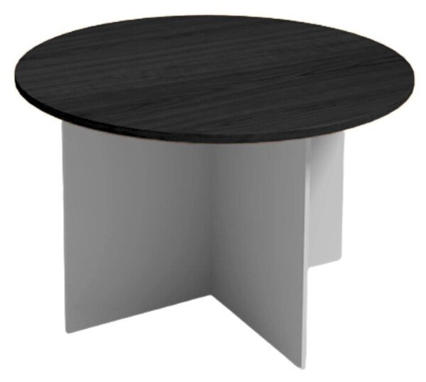 Stół konferencyjny z okrągłym blatem PRIMO GRAY, średnica 120 cm, szary/wenge