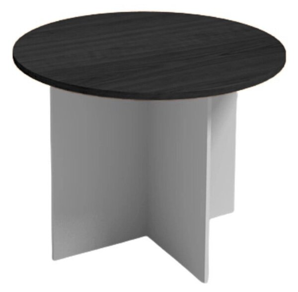 Stół konferencyjny z okrągłym blatem PRIMO GRAY, średnica 100 cm, szary/wenge