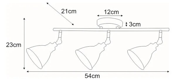 Czarna potrójna lampa sufitowa reflektorowa - A771-Vezo