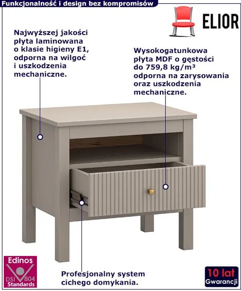 Szafka nocna z szufladą w kolorze taupe P4-R62
