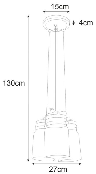Regulowana lampa wisząca industrialna - 3X A781 K7-F47